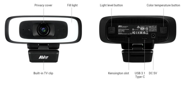 AVer CAM130, USB-камера для компьютера (с микрофоном и подсветкой) AVer CAM130, USB-камера для компьютера (с микрофоном и подсветкой)