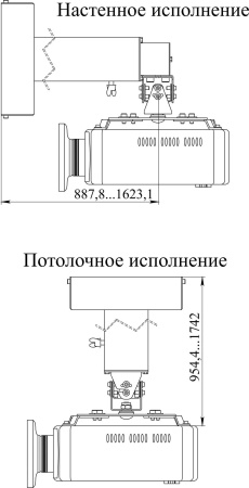 Крепление настенно-потолочное для проектора до 20 кг Digis DSM-14Kw (белый). Расстояние от потолка 955-1740 мм / от стены - 890-1620 мм (состоит из двух мест)