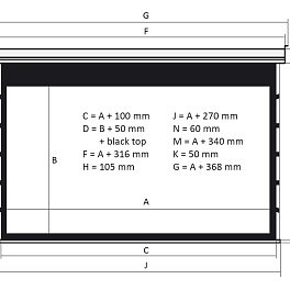 Экран с электроприводом Kauber Blue Label Tensioned BT Cinema, 95" 16:9 Gray Pro, 118x210 см. дроп 60 см., длина корпуса 247 см.