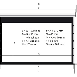 Экран с электроприводом Kauber Blue Label Tensioned BT Cinema, 122" 16:9 Gray Pro, 152x270 см. дроп 50 см., длина корпуса 307 см.