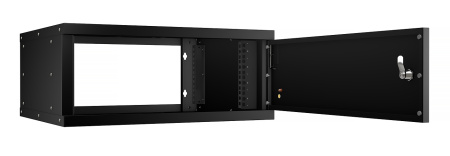 Cabeus, WSC-05D-4U55/45m-BK, шкаф телекоммуникационный настенный 19" 4U, серия LIGHT разборный, дверь металл, цвет черный