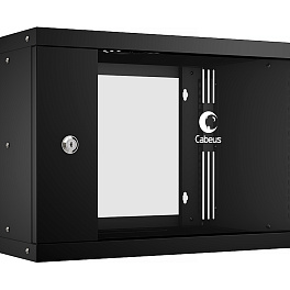 Cabeus, WSC-05D-6U55/45-BK, шкаф телекоммуникационный настенный 19" 6U, серия LIGHT разборный, дверь стекло, цвет черный