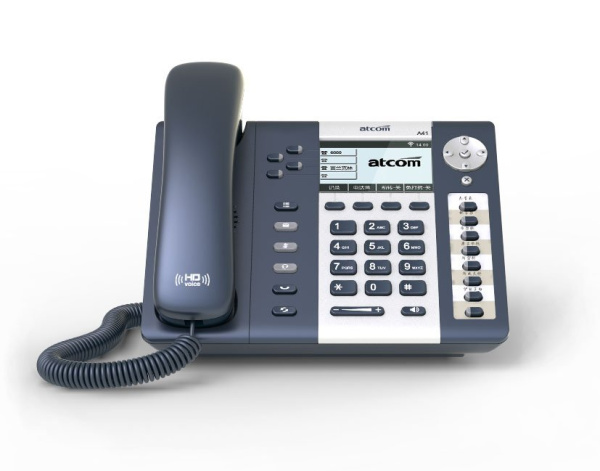 ATCOM A41, IP-телефон, чб LCD 3,2", 8 клавиш BLF, 2x10/100TX, 4 SIP линия, POE без блока питания