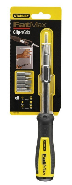 Stanley 9-69-188 - ОТВЕРТКА-ДЕРЖАТЕЛЬ "FATMAX CLIP-N-GRIP MULTI-BIT" С 6-ТЬЮ ВСТАВКАМИ Stanley 9-69-188 - ОТВЕРТКА-ДЕРЖАТЕЛЬ "FATMAX CLIP-N-GRIP MULTI-BIT" С 6-ТЬЮ ВСТАВКАМИ