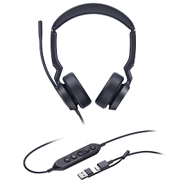 Yealink UH44 Dual UC USB-C/A, гарнитура бинауральная проводная