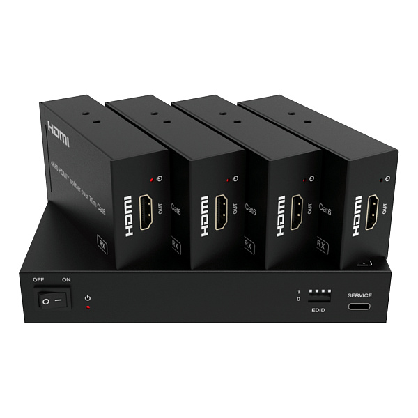 Prestel SP-H2-14T70, набор сплиттера и приемников hdmi 2.0 1:4 hdbt