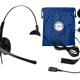 JPL-400-PM+BL-05NB, профессиональная проводная гарнитура с шумоподавлением микрофона (разъем QD, один динамик) и USB-адаптер для подключения к ПК