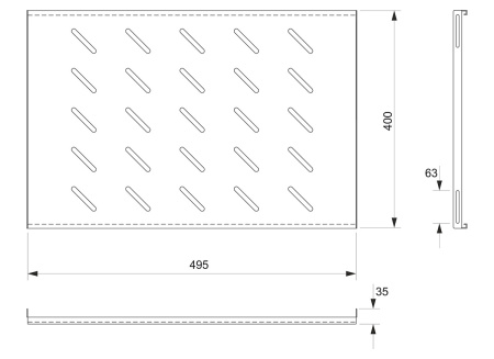 Cabeus, SH-J018-FC-600m-BK, полка 19" перфорированная глубиной 400 мм для напольных и настенных шкафов глубиной 600 мм, цвет черный (RAL 9004)
