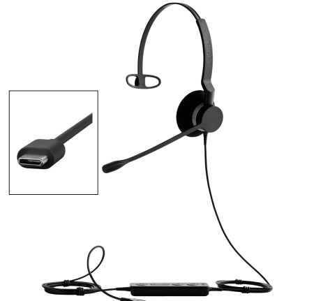 Jabra BIZ 2300 Mono USB-C MS, проводная компьютерная гарнитура  Jabra BIZ 2300 Mono USB-C MS, проводная компьютерная гарнитура