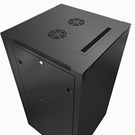 Cabeus, SH-05F-6U60/35-BK, шкаф телекоммуникационный настенный 19" 6U 600x350x368mm (ШхГхВ) дверь стекло, цвет черный (RAL 9004)