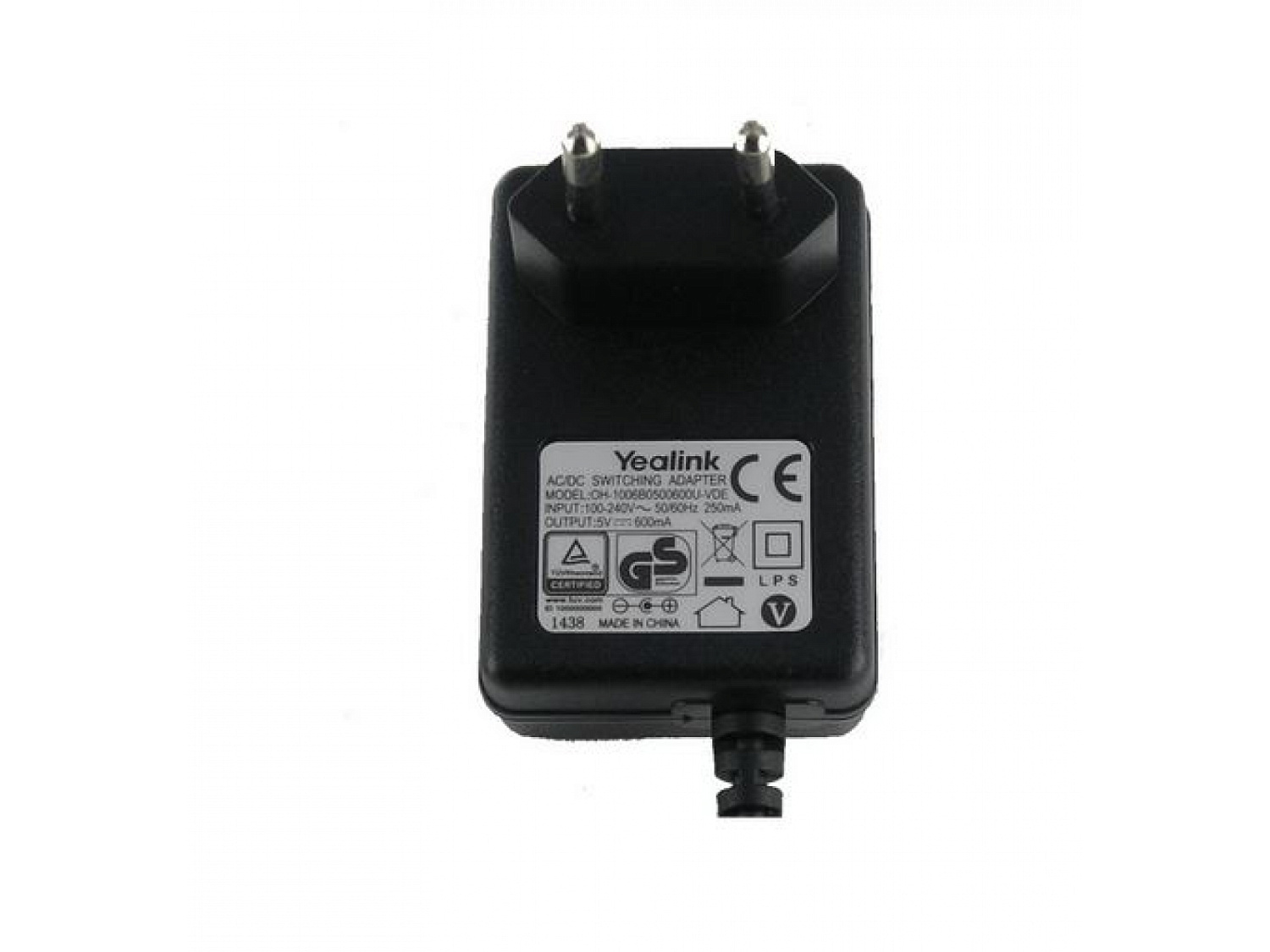 Yealink 5VDC, 600mA, блок питания для SIP-T19(P)E2/T21(P) E2/Т23G/T40P(G)/W52P(H)/W60P Yealink 5VDC, 600mA, блок питания для SIP-T19(P)E2/T21(P) E2/Т23G/T40P(G)/W52P(H)/W60P
