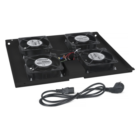 Cabeus, TRAY-60-BK, модуль вентиляторный с 4-я вентиляторами для установки в напольные шкафы серии SH-05C, ND-05C глубиной 600мм, цвет черный (RAL 9004) Cabeus, TRAY-60-BK, модуль вентиляторный с 4-я вентиляторами для установки в напольные шкафы серии SH-05C, ND-05C глубиной 600мм, цвет черный (RAL 9004)