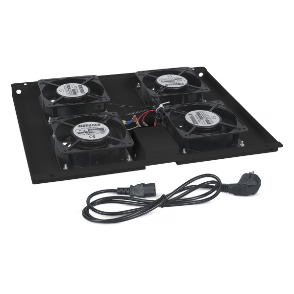 Cabeus, TRAY-60-BK, модуль вентиляторный с 4-я вентиляторами для установки в напольные шкафы серии SH-05C, ND-05C глубиной 600мм, цвет черный (RAL 9004) Cabeus, TRAY-60-BK, модуль вентиляторный с 4-я вентиляторами для установки в напольные шкафы серии SH-05C, ND-05C глубиной 600мм, цвет черный (RAL 9004)