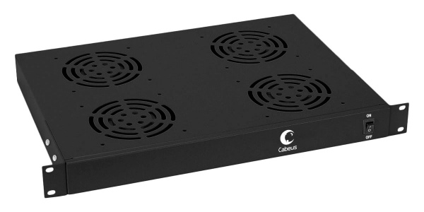 Cabeus, JG03-BK, модуль вентиляторный 19", глубина 320 mm, 4 вентилятора, цвет черный (RAL 9004)