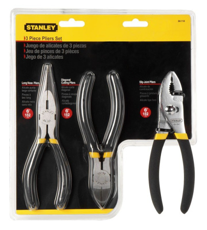 Stanley 0-84-114 - Набор губцевого инструмента Stanley (плоскогубцы, бокорезы, длинногубцы 152 мм)