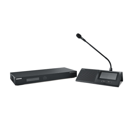 Настольный микрофонный пульт с 4,3" сенсорным экраном, громкоговорителем, считывателем ID-карт, двумя селекторами каналов