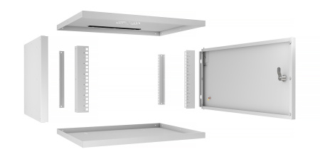 Cabeus, WSC-05D-6U55/45m, шкаф телекоммуникационный настенный 19" 6U, серия LIGHT разборный, дверь металл, цвет серый