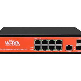 WI-TEK WI-PMS310GF-24V, управляемый l2 коммутатор 8 портов 1000Base-T PoE 24В и 2 SFP