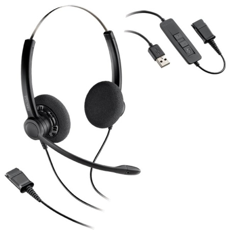 Plantronics SP12-QD/SP-USB, проводная гарнитура Practica в комплекте с USB-адаптером Plantronics SP12-QD/SP-USB, проводная гарнитура Practica в комплекте с USB-адаптером