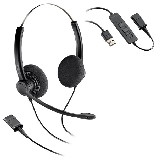 Plantronics SP12-QD/SP-USB, проводная гарнитура Practica в комплекте с USB-адаптером