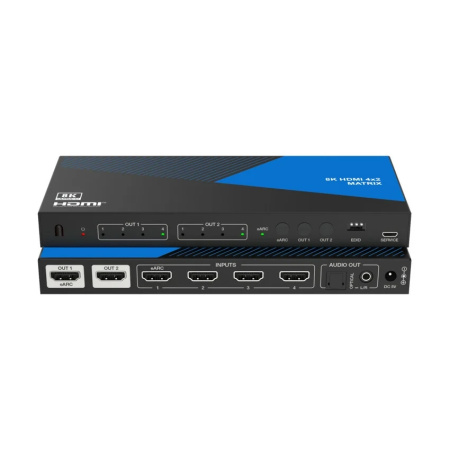 Lideo MX42A-8K, матричный коммутатор 4x2