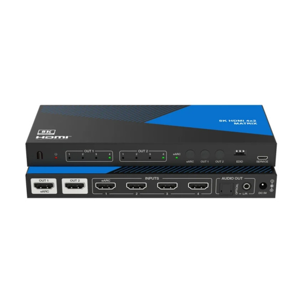 Lideo MX42A-8K, матричный коммутатор 4x2