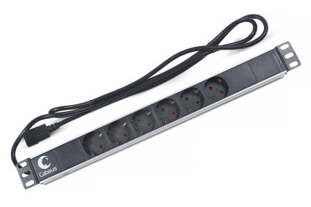 Cabeus, PDU-6P-2IEC, блок евророзеток для 19" шкафов, горизонтальный, 6 розеток, 10 A, без выключателя, алюминиевый корпус, шнур 2 м, вилка IEC 320 C14 Cabeus, PDU-6P-2IEC, блок евророзеток для 19" шкафов, горизонтальный, 6 розеток, 10 A, без выключателя, алюминиевый корпус, шнур 2 м, вилка IEC 320 C14