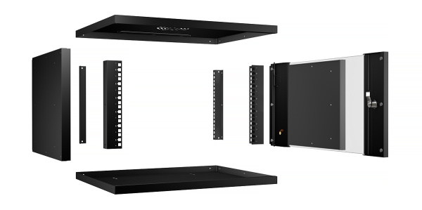 Cabeus, WSC-05D-6U55/45-BK, шкаф телекоммуникационный настенный 19" 6U, серия LIGHT разборный, дверь стекло, цвет черный