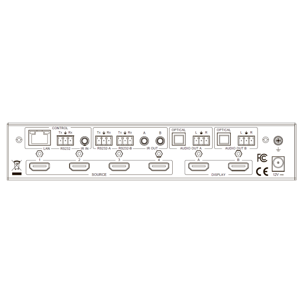 Prestel FM-42H2A, матричный коммутатор hdmi 4х2