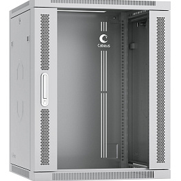 Cabeus, SH-05F-15U60/35, шкаф телекоммуникационный настенный 19" 15U 600x350x769mm (ШхГхВ) дверь стекло