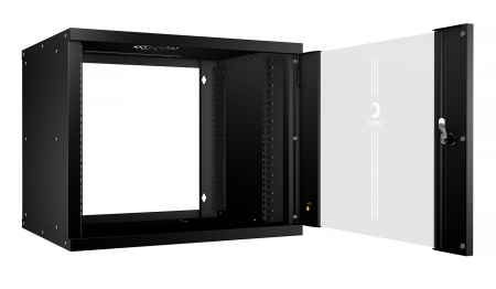 Cabeus, WSC-05D-9U55/45-BK, шкаф телекоммуникационный настенный 19" 9U, серия LIGHT разборный, дверь стекло, цвет черный