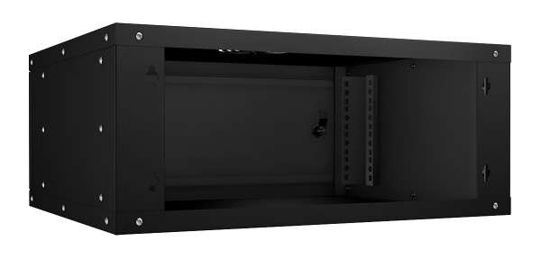 Cabeus, WSC-05D-4U55/45m-BK, шкаф телекоммуникационный настенный 19" 4U, серия LIGHT разборный, дверь металл, цвет черный