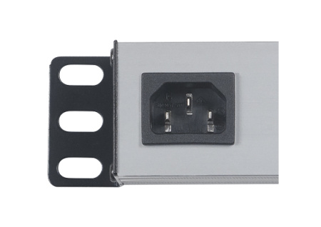Cabeus, PDU-8P, блок евророзеток для 19" шкафов, горизонтальный, 8 розеток, 10 A, выключатель, гнездо под шнур, алюминиевый корпус Cabeus, PDU-8P, блок евророзеток для 19" шкафов, горизонтальный, 8 розеток, 10 A, выключатель, гнездо под шнур, алюминиевый корпус