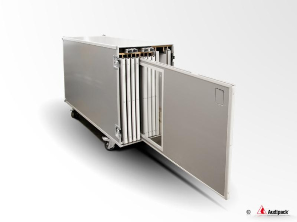 Кейс для хранения и транспортировки кабины Audipack Silent 9600, стола и системы вентиляции. На колесах, загрузка спереди