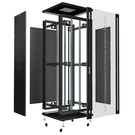 Cabeus, SH-05C-47U80/100-BK, шкаф монтажный телекоммуникационный 19" 47U 800x1000x2277mm (ШхГхВ), цвет черный (RAL 9004)  Cabeus, SH-05C-47U80/100-BK, шкаф монтажный телекоммуникационный 19" 47U 800x1000x2277mm (ШхГхВ), цвет черный (RAL 9004)