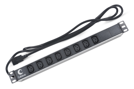 Cabeus, PDU-8I-2IEC, блок розеток для 19" шкафов, горизонтальный, 8 розеток IEC 320 C13, 10 A, без выключателя, алюминиевый корпус, шнур 2 м, вилка IEC 320 C14 Cabeus, PDU-8I-2IEC, блок розеток для 19" шкафов, горизонтальный, 8 розеток IEC 320 C13, 10 A, без выключателя, алюминиевый корпус, шнур 2 м, вилка IEC 320 C14