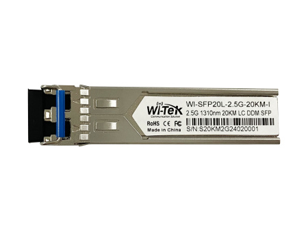 WI-TEK WI-SFP20L-2.5G-20KM-I, одноволоконный промышленный SFP-модуль