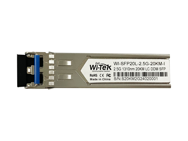 WI-TEK WI-SFP20L-2.5G-20KM-I, одноволоконный промышленный SFP-модуль