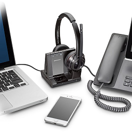 Plantronics Savi W8210-M, беспроводное DECT-решение для компьютера, смартфона и стационарного телефона (Microsoft)