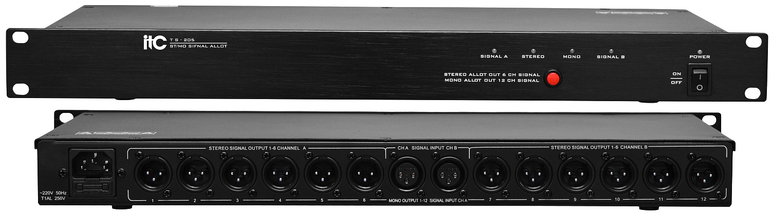 ITC TS-205, распределитель стереосигнала, 1 Вход 6 выходов
