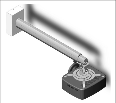 Крепление настенно-потолочное для проектора до 20 кг Digis DSM-14K (серебро). Расстояние от потолка 955-1740 мм / от стены - 890-1620 мм (состоит из двух мест).
