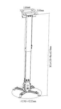 Крепление потолочное для проектора до 20 кг Digis DSM-2 (серебро). Расстояние от потолка 430-650 мм.