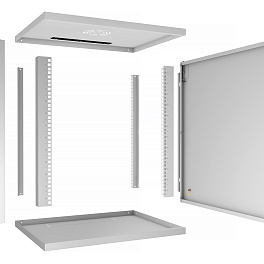 Cabeus, WSC-05D-12U55/45m, шкаф телекоммуникационный настенный 19" 12U, серия LIGHT разборный, дверь металл, цвет серый