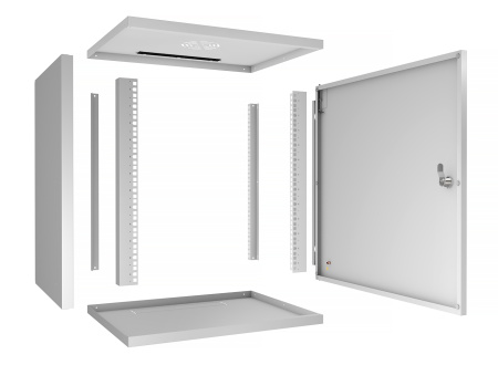 Cabeus, WSC-05D-12U55/45m, шкаф телекоммуникационный настенный 19" 12U, серия LIGHT разборный, дверь металл, цвет серый