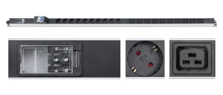 Cabeus, PDU-16-10S-10C19-B-T, блок розеток для 19" шкафов, вертикальный, 10 розеток Schuko, 10 розеток IEC 320 C19, 16А, автомат защиты, алюминиевый корпус, клеммная колодка Cabeus, PDU-16-10S-10C19-B-T, блок розеток для 19" шкафов, вертикальный, 10 розеток Schuko, 10 розеток IEC 320 C19, 16А, автомат защиты, алюминиевый корпус, клеммная колодка