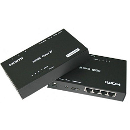 Ретранслятор HDMI сигнала через TCP/IP RJ45 (4 порта, комплект)