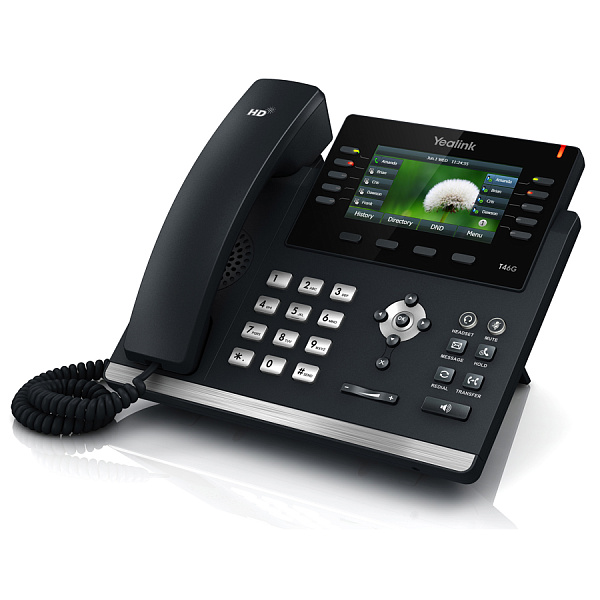 Yealink SIP-T46G, SIP-телефон,  цветной экран, 6 линий, BLF, PoE, GigE, БП