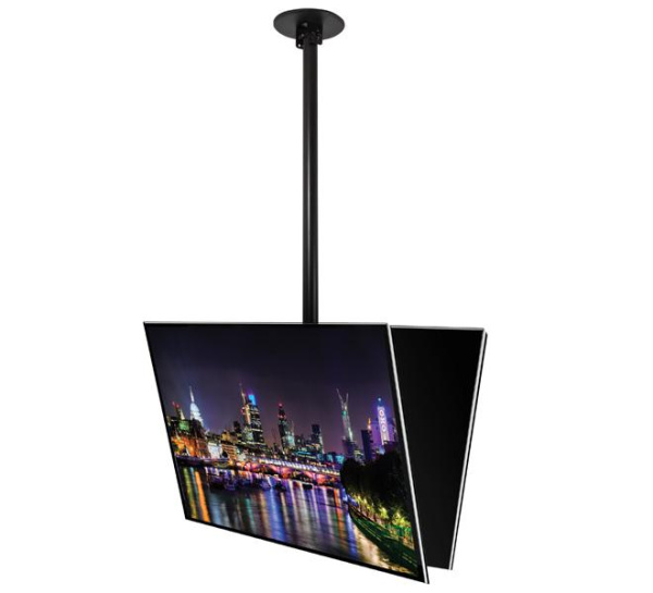 Потолочный кронштейн для двух плазменных или ЖК-панелей до 50'' (VESA 400), регулировка угла наклона, длина 2 м, цвет черный Потолочный кронштейн для двух плазменных или ЖК-панелей до 50'' (VESA 400), регулировка угла наклона, длина 2 м, цвет черный