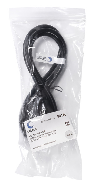Cabeus, PC-186-VDE-1.2M, кабель питания компьютера (Schuko+C13) (3x0.75). 1.2м Cabeus, PC-186-VDE-1.2M, кабель питания компьютера (Schuko+C13) (3x0.75). 1.2м