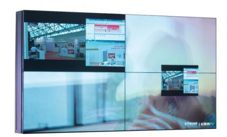 Бесшовная видеостена 2х2, настенная. В комплекте 4 панели Full HD 55” (межпанельный шов 2,3/1,2 мм, 500 кд/м2, 4000:1, LED подсветка, угол обзора 178 град.), видеоконтроллер, настенное крепление с фронтальным доступом Бесшовная видеостена 2х2, настенная. В комплекте 4 панели Full HD 55” (межпанельный шов 2,3/1,2 мм, 500 кд/м2, 4000:1, LED подсветка, угол обзора 178 град.), видеоконтроллер, настенное крепление с фронтальным доступом